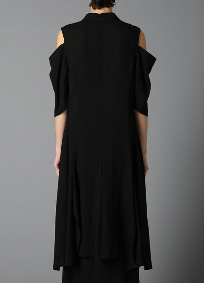 CELLULOSE/ LINEN LAWN OPEN SHOULDER LONG JACKET