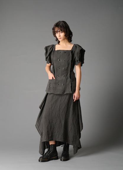 INK DYED LAWN GATHER SLEEVE JACKET