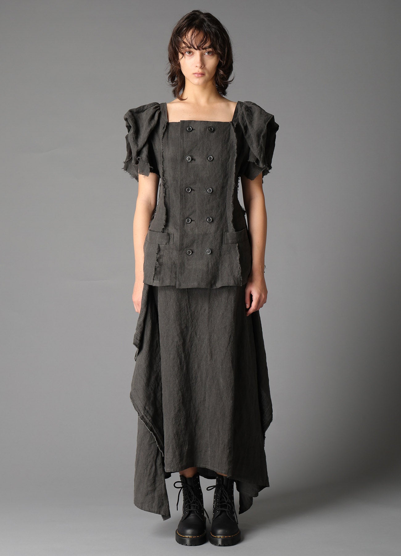 INK DYED LAWN GATHER SLEEVE JACKET