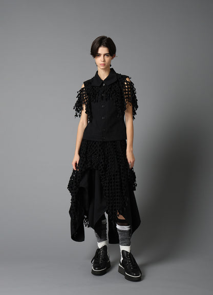 BLACK DENIM DESIGNED PANEL JACKET