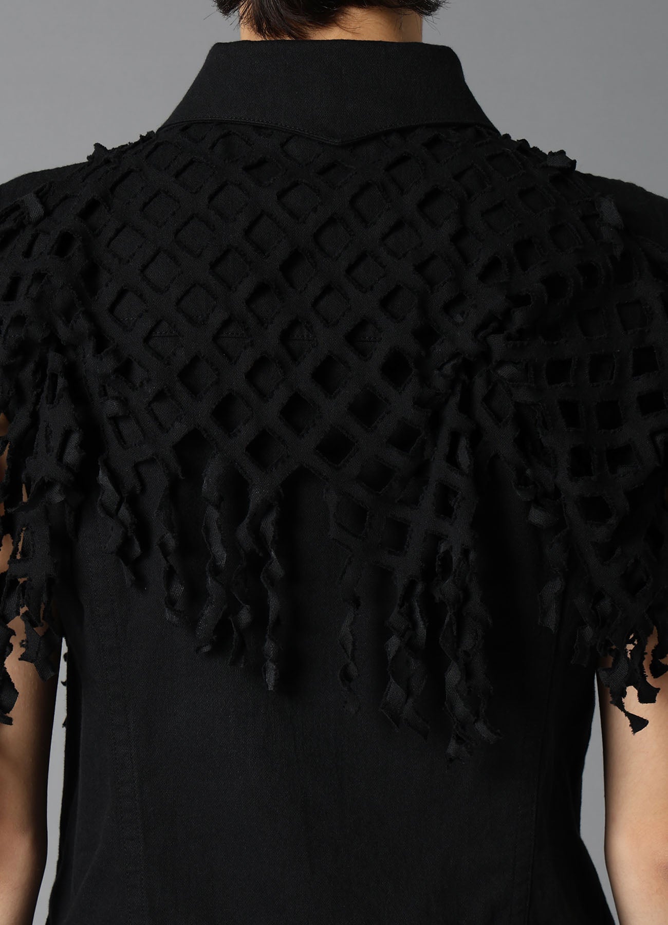 BLACK DENIM DESIGNED PANEL JACKET