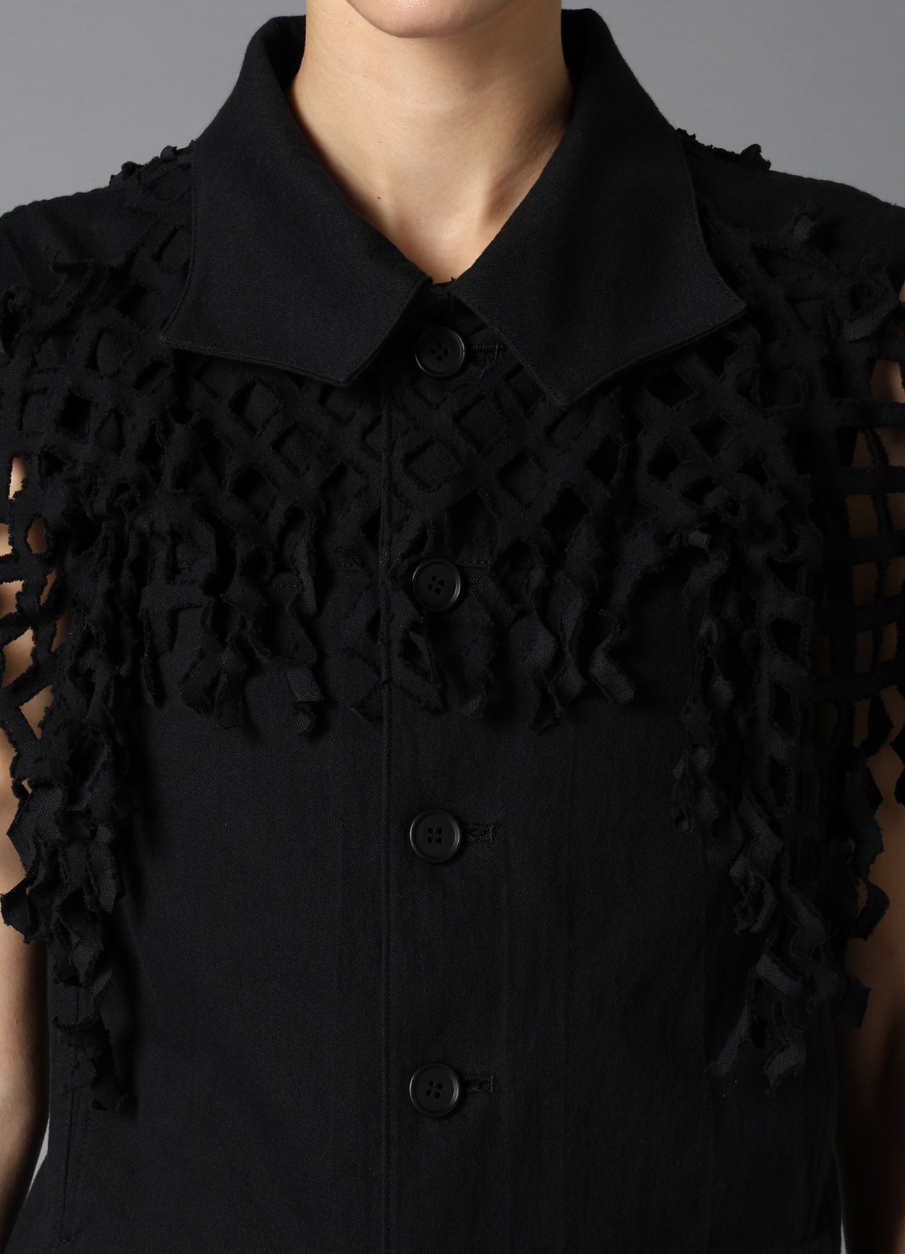 BLACK DENIM DESIGNED PANEL JACKET