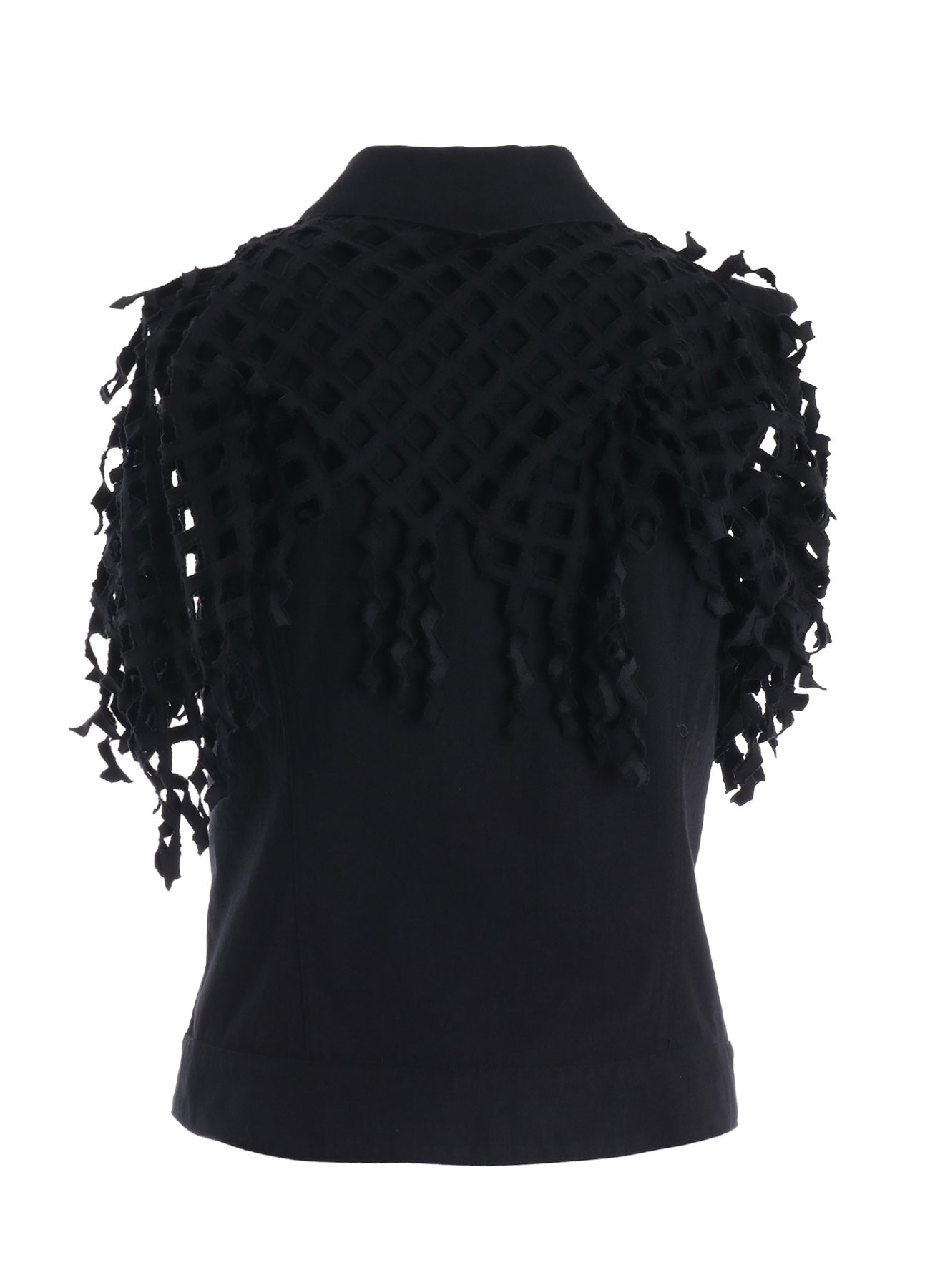 BLACK DENIM DESIGNED PANEL JACKET