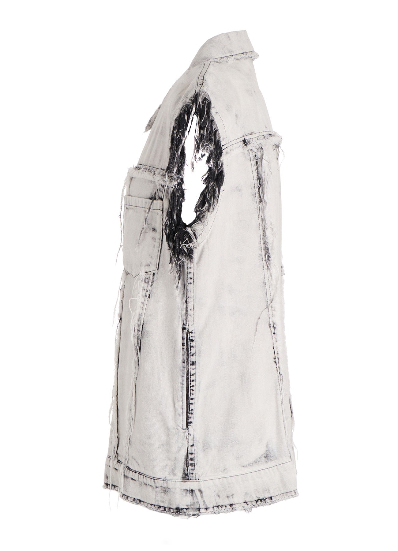 UNIVEN BLEACHED DENIM SLEEVELESS BLOUSON