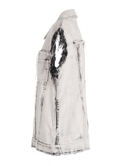 UNIVEN BLEACHED DENIM SLEEVELESS BLOUSON