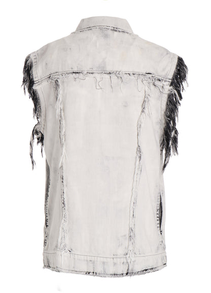 UNIVEN BLEACHED DENIM SLEEVELESS BLOUSON