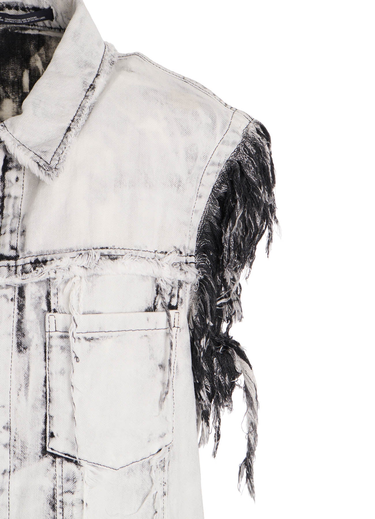UNIVEN BLEACHED DENIM SLEEVELESS BLOUSON