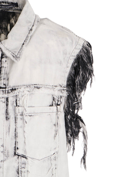 UNIVEN BLEACHED DENIM SLEEVELESS BLOUSON