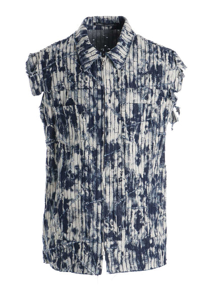 DAMAGED DENIM SLEEVELESS BLOUSON