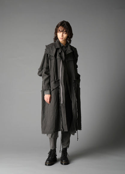 GARMENT-DYED LAWN SLIT SLIM PANTS