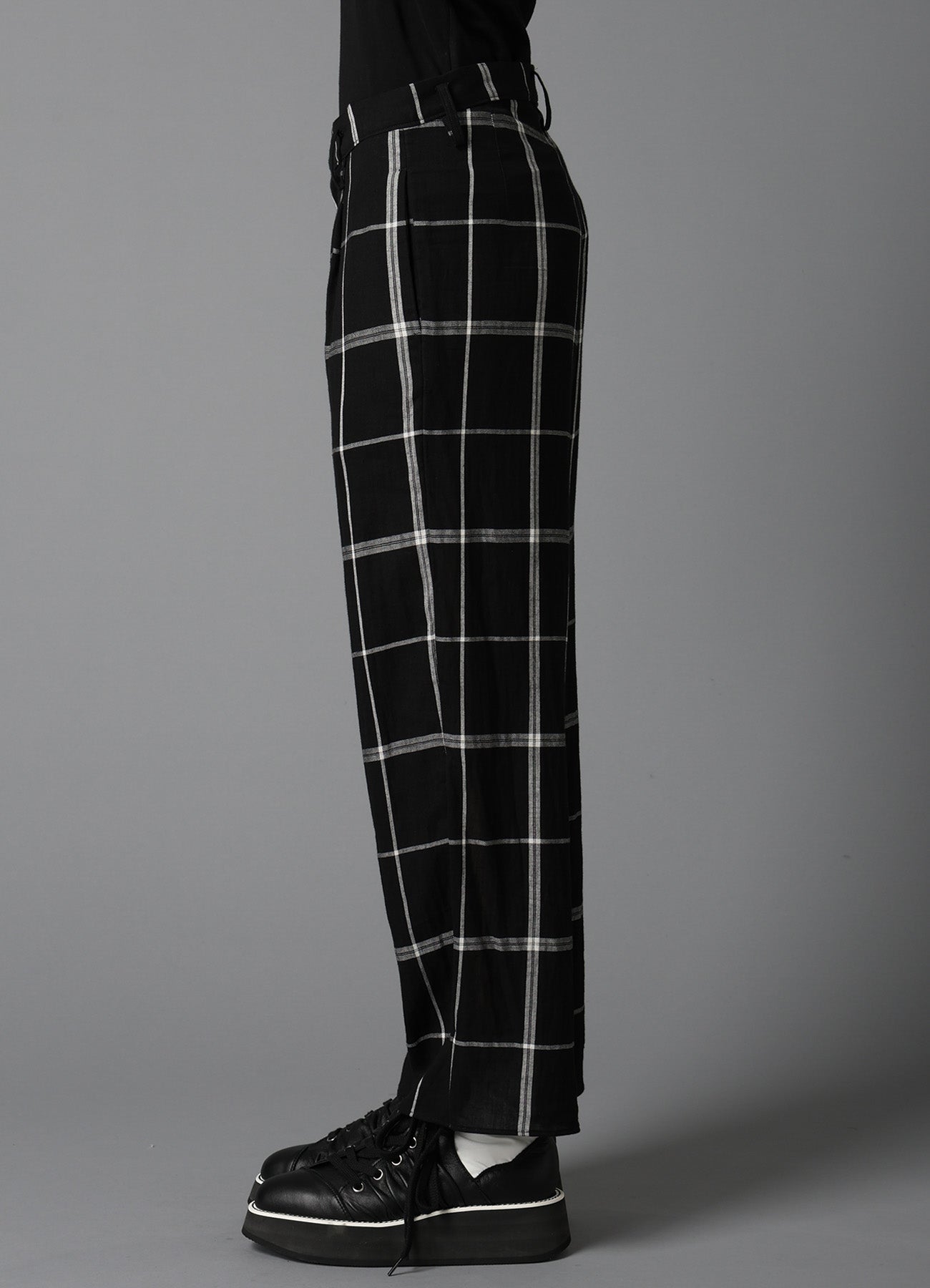 PLAID KHADI SLIT PANTS