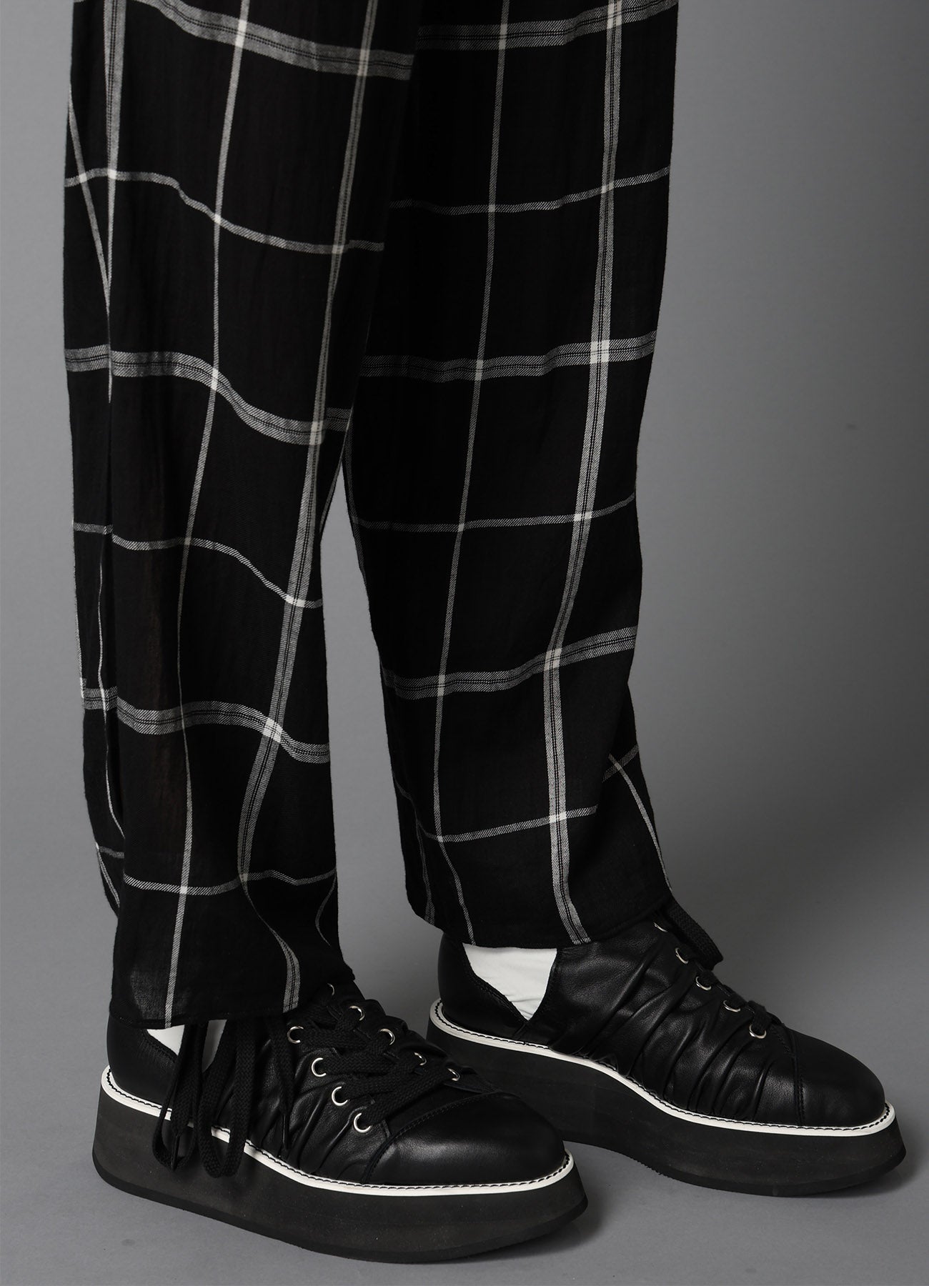 PLAID KHADI SLIT PANTS
