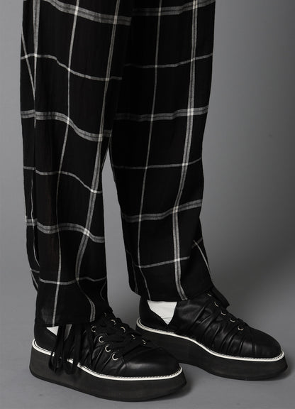 PLAID KHADI SLIT PANTS