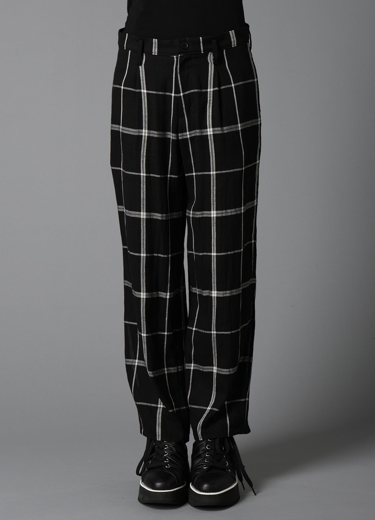 PLAID KHADI SLIT PANTS