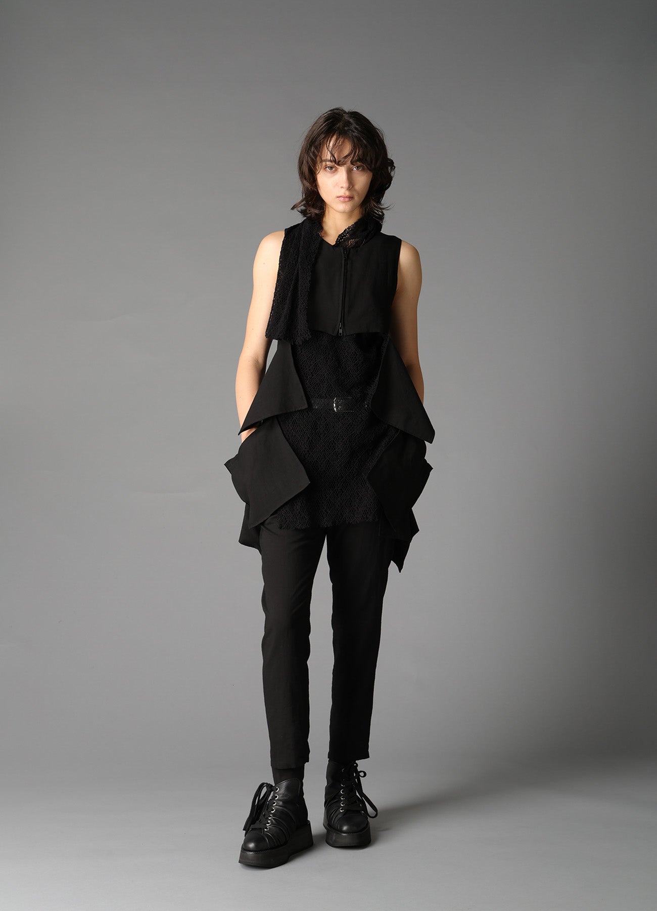CELLULOSE/ LINEN LAWN SQUARE PANEL PANTS – THE SHOP YOHJI YAMAMOTO
