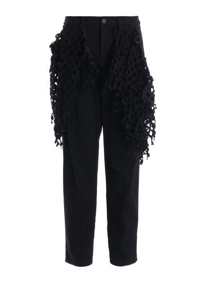 BLACK DENIM DESIGNED PANEL PANTS