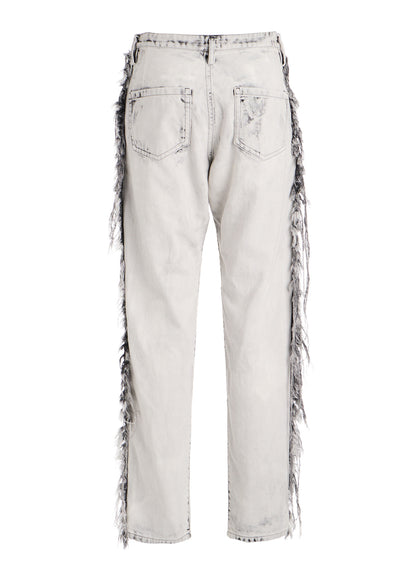 UNIVEN BLEACHED DENIM STRAIGHT PANTS