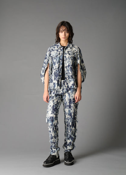 DAMAGED DENIM STRAIGHT PANTS