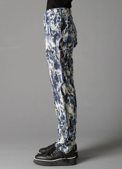 DAMAGED DENIM STRAIGHT PANTS