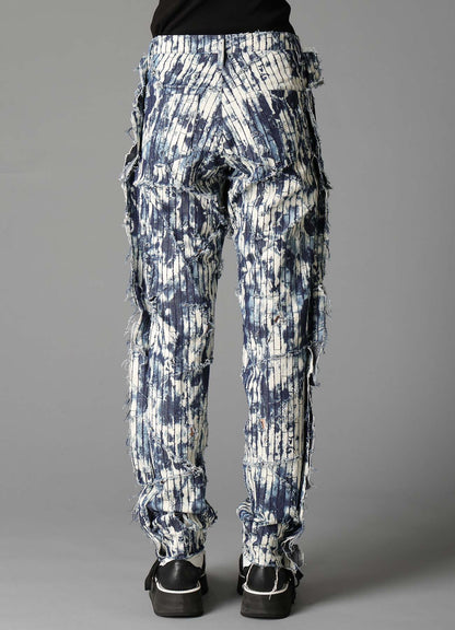 DAMAGED DENIM STRAIGHT PANTS