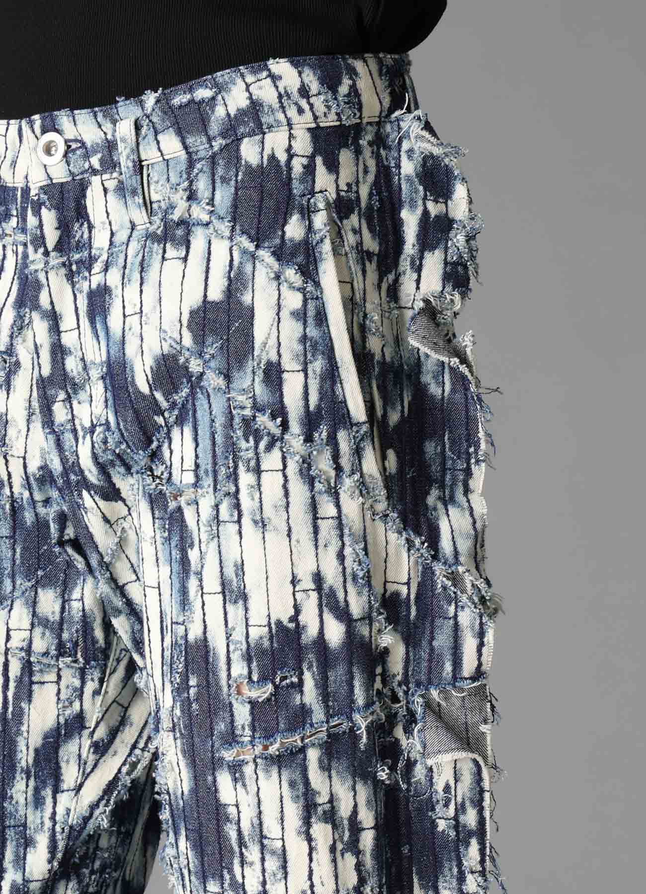 DAMAGED DENIM STRAIGHT PANTS