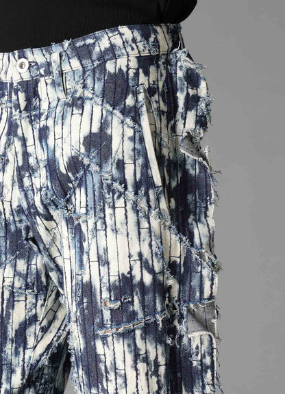 DAMAGED DENIM STRAIGHT PANTS