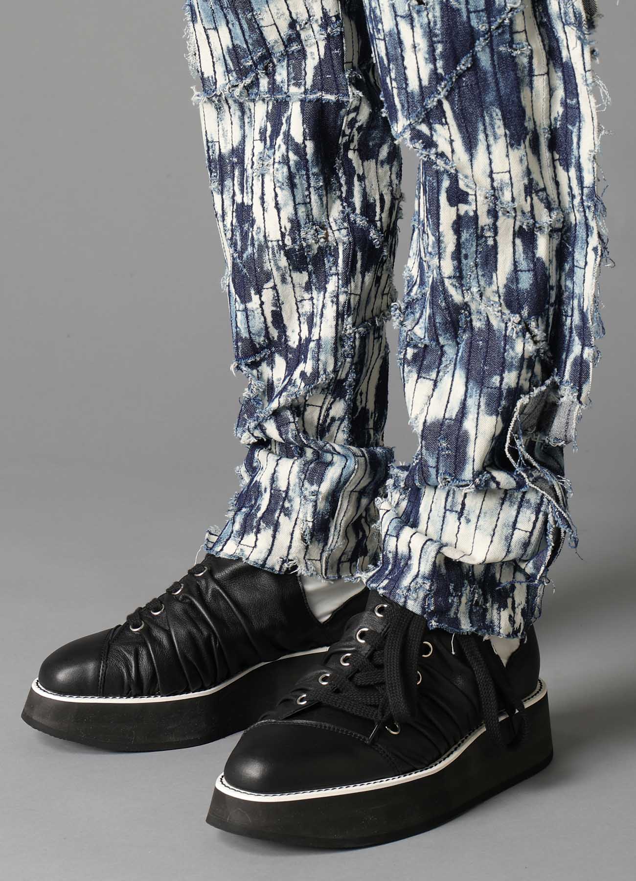 DAMAGED DENIM STRAIGHT PANTS