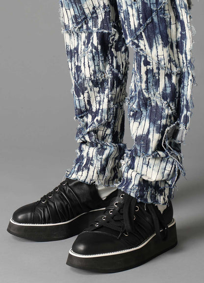 DAMAGED DENIM STRAIGHT PANTS