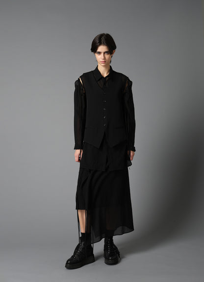 COTTON CHIFFON LACE-UP SKIRT