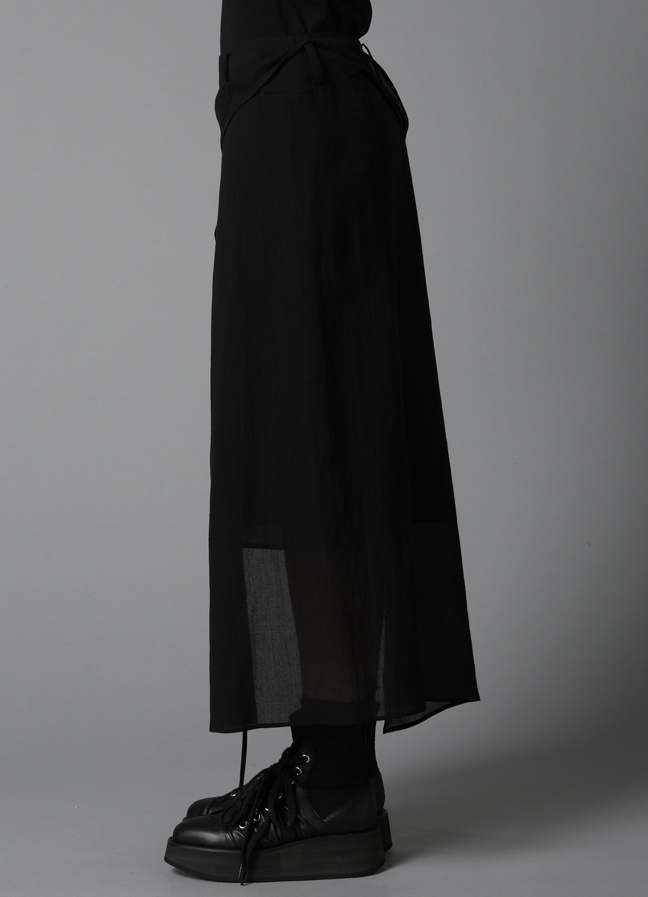 COTTON CHIFFON LACE-UP SKIRT