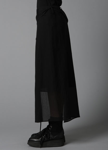 COTTON CHIFFON LACE-UP SKIRT