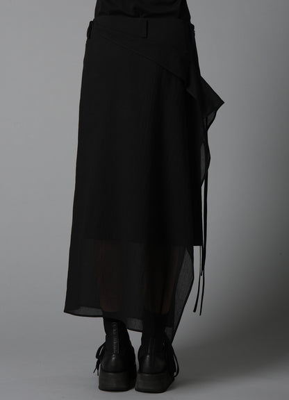 COTTON CHIFFON LACE-UP SKIRT