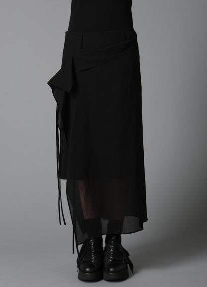 COTTON CHIFFON LACE-UP SKIRT