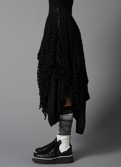 BLACK DENIM LAYERED SKIRT