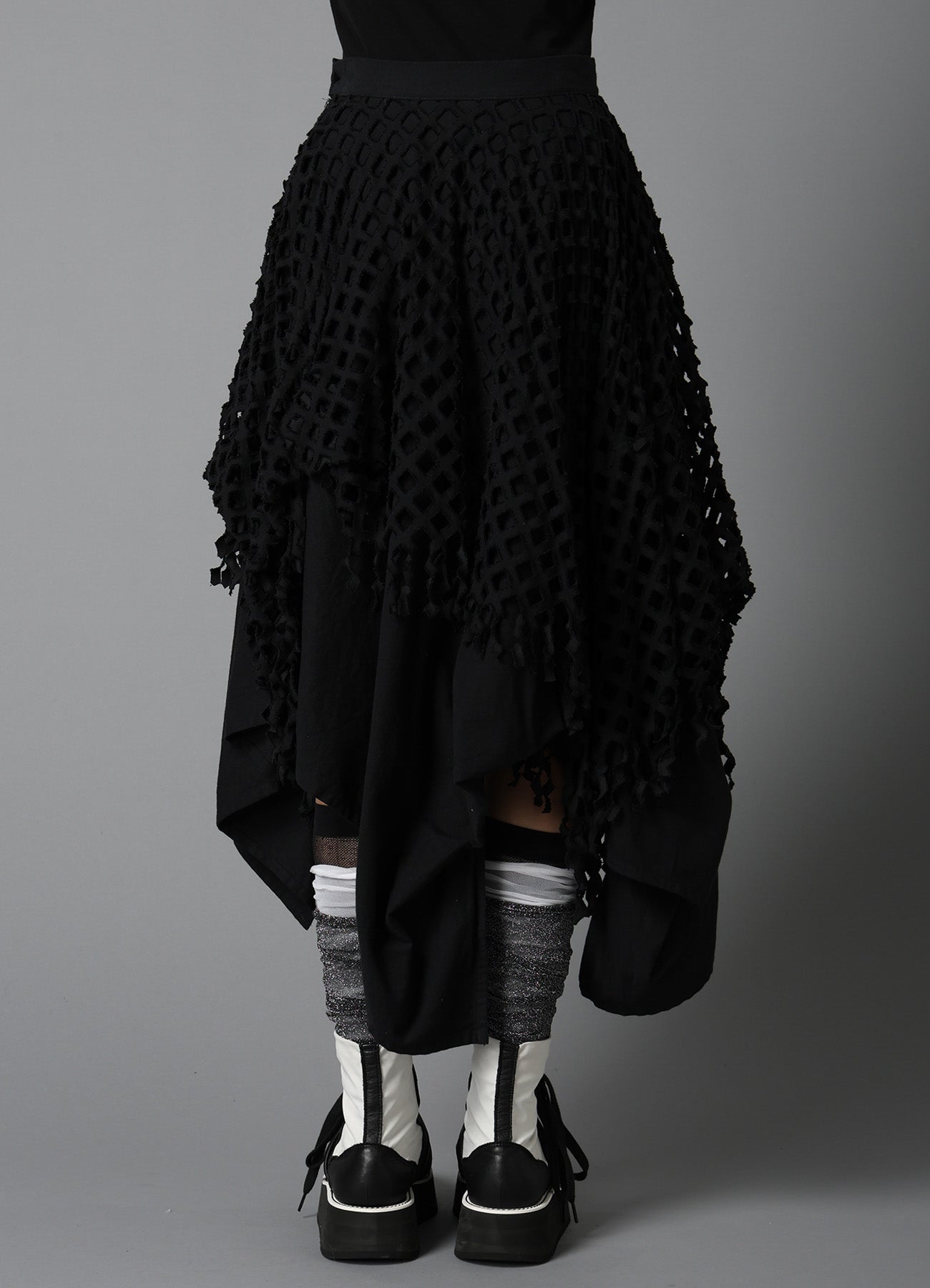 BLACK DENIM LAYERED SKIRT