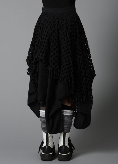BLACK DENIM LAYERED SKIRT