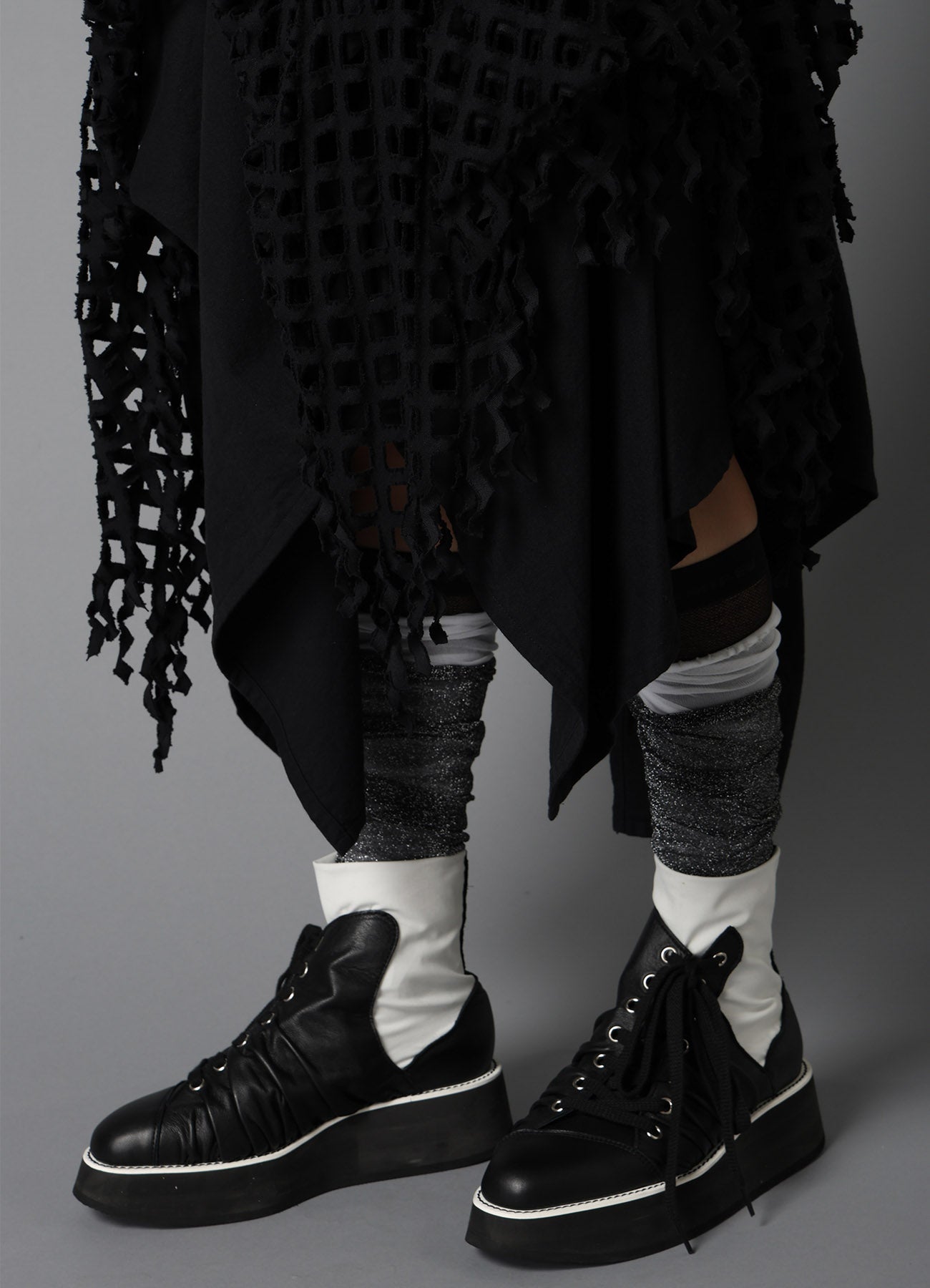 BLACK DENIM LAYERED SKIRT