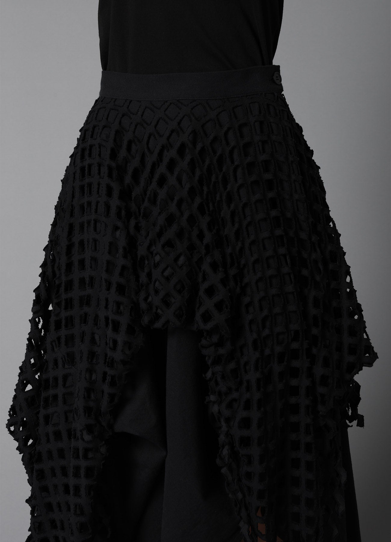 BLACK DENIM LAYERED SKIRT
