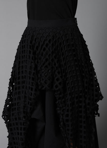 BLACK DENIM LAYERED SKIRT