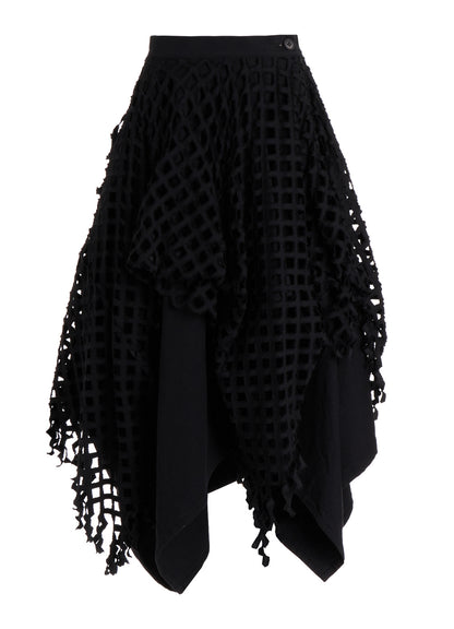 BLACK DENIM LAYERED SKIRT