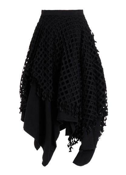 BLACK DENIM LAYERED SKIRT