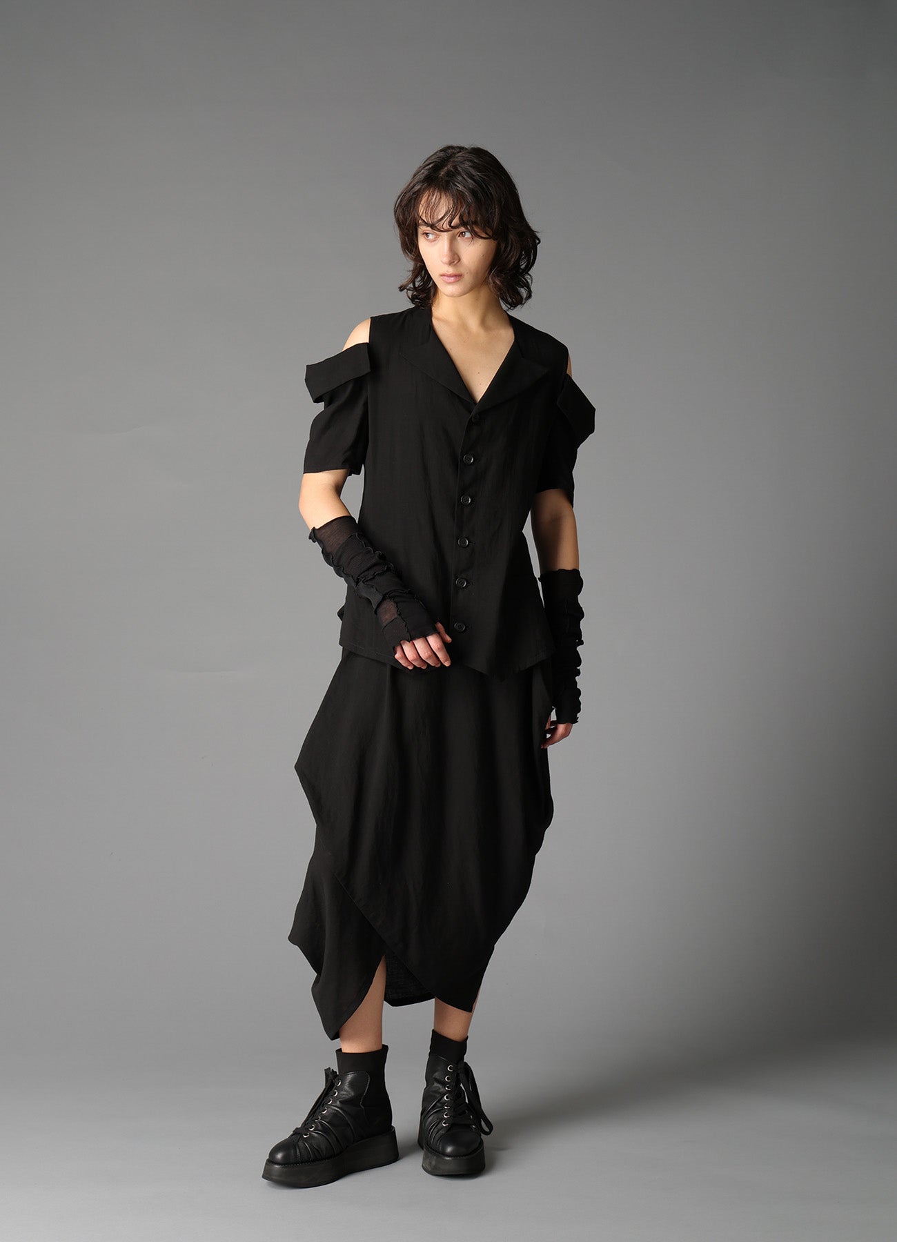 CELLULOSE/ LINEN LAWN DRAPED SKIRT