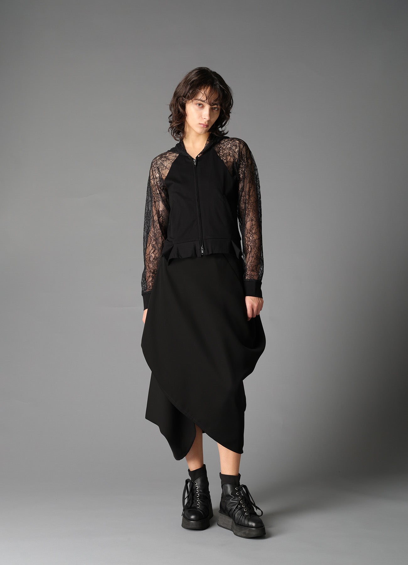 DOUBLE SATIN DRAPING SKIRT