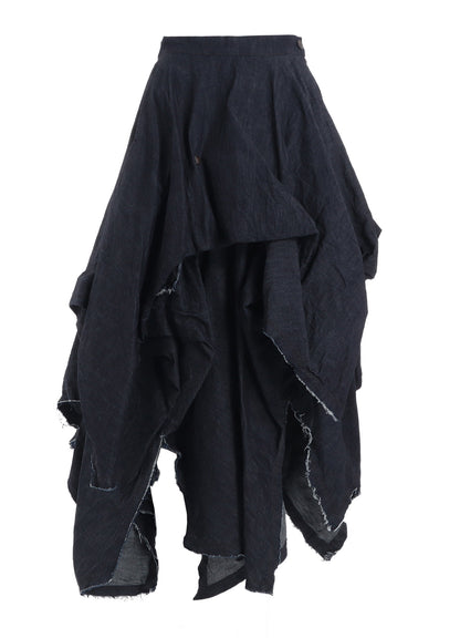 6oz DENIM DESIGNED HEM LAYERED SKIRT