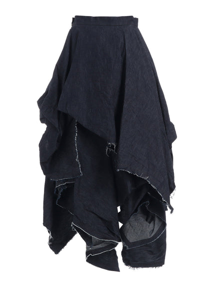 6oz DENIM DESIGNED HEM LAYERED SKIRT