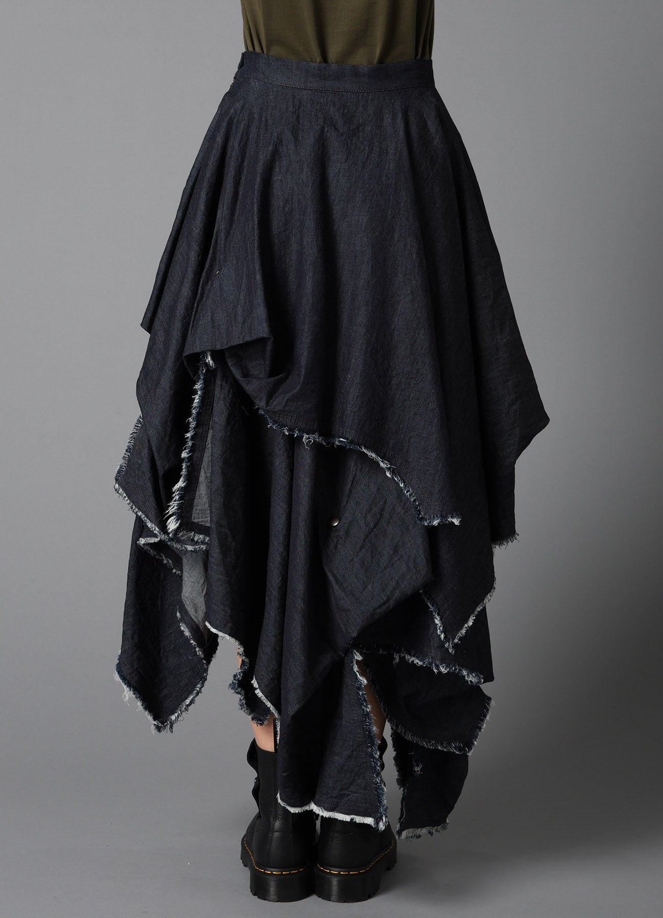 6oz DENIM DESIGNED HEM LAYERED SKIRT