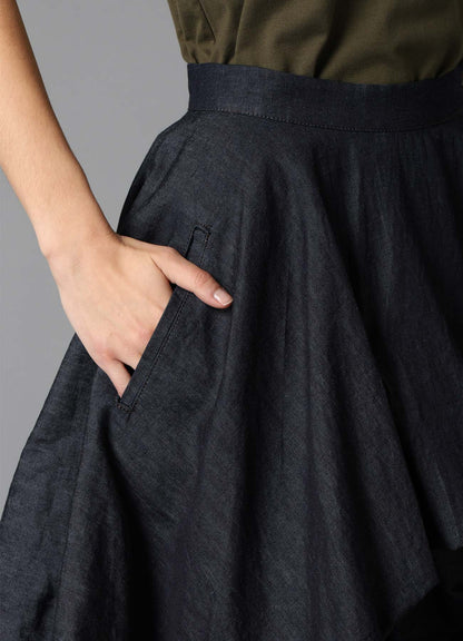 6oz DENIM DESIGNED HEM LAYERED SKIRT