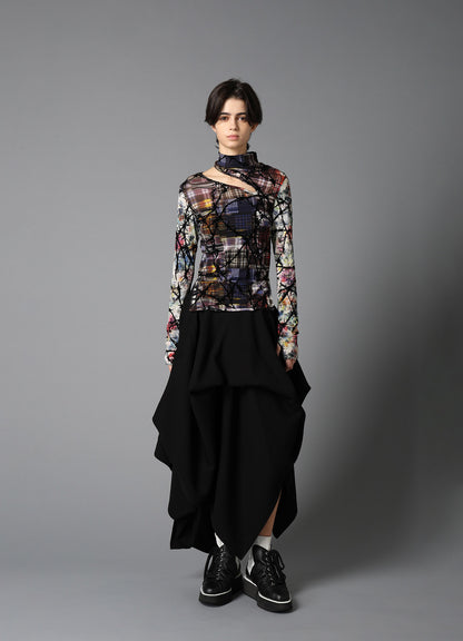 DOUBLE SATIN LAYERED SKIRT