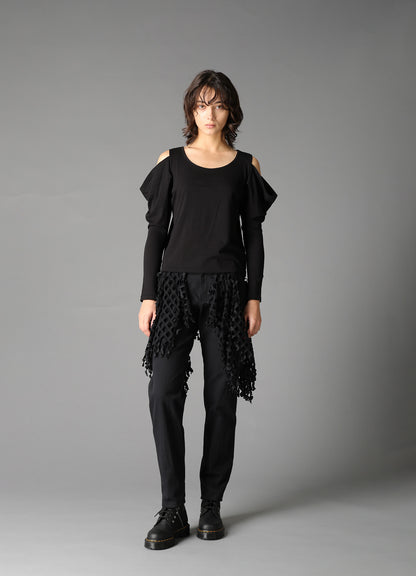 40/- SINGLE JERSEY OPEN SHOULDER LONG SLEEVE TEE