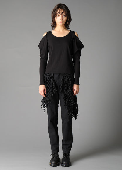 40/- SINGLE JERSEY OPEN SHOULDER LONG SLEEVE TEE